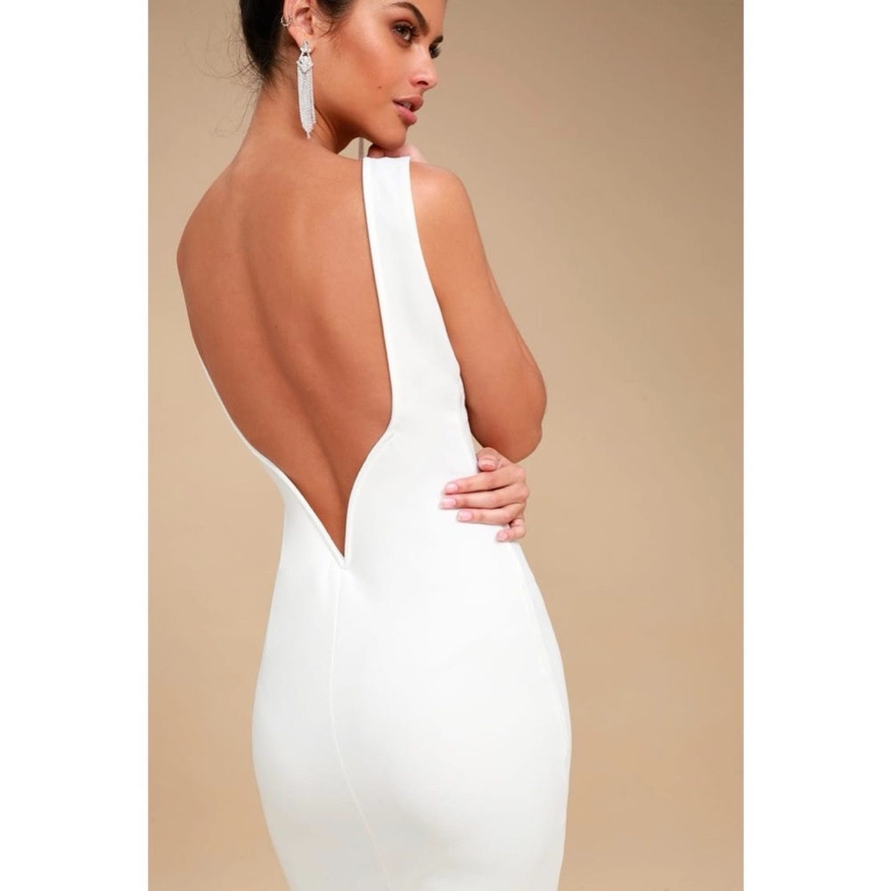 So Stunning White Backless Midi Dress